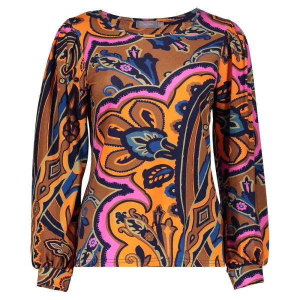 Vrouwen Geisha Fashion Geisha Dames Top Met Paisley Print 32651-20 Oranje