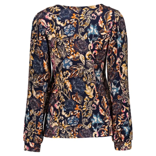 Vrouwen Geisha Fashion Geisha Dames Top Met Paisley Print 32584-60 Navy