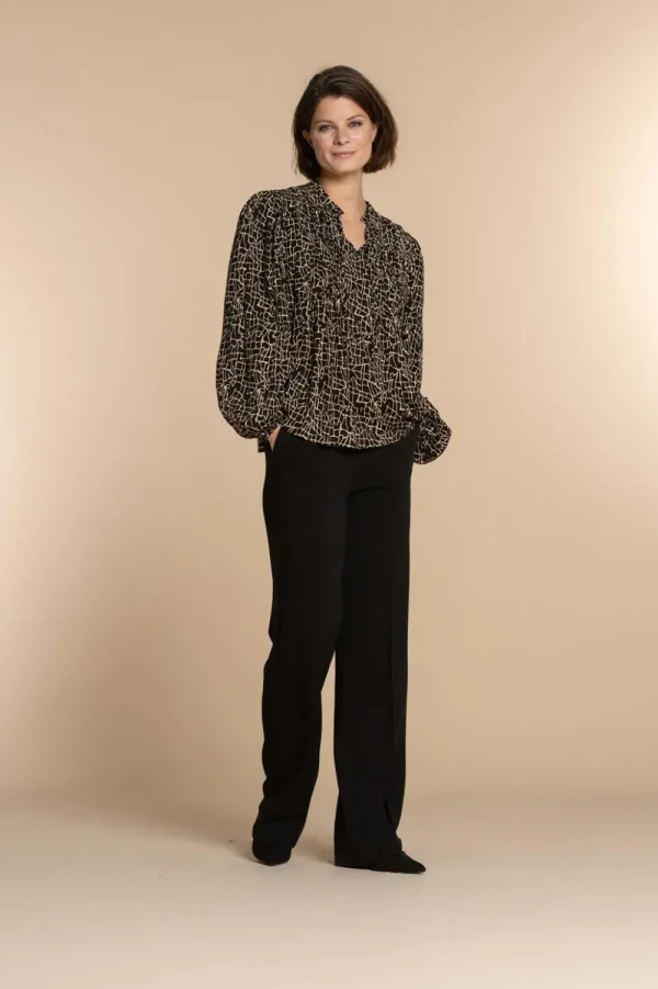 Vrouwen Geisha Fashion Geisha Dames Top Met Print 33595-26 Zwart