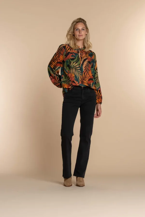 Vrouwen Geisha Fashion Geisha Dames Top Met Print 33658-20 Zwart