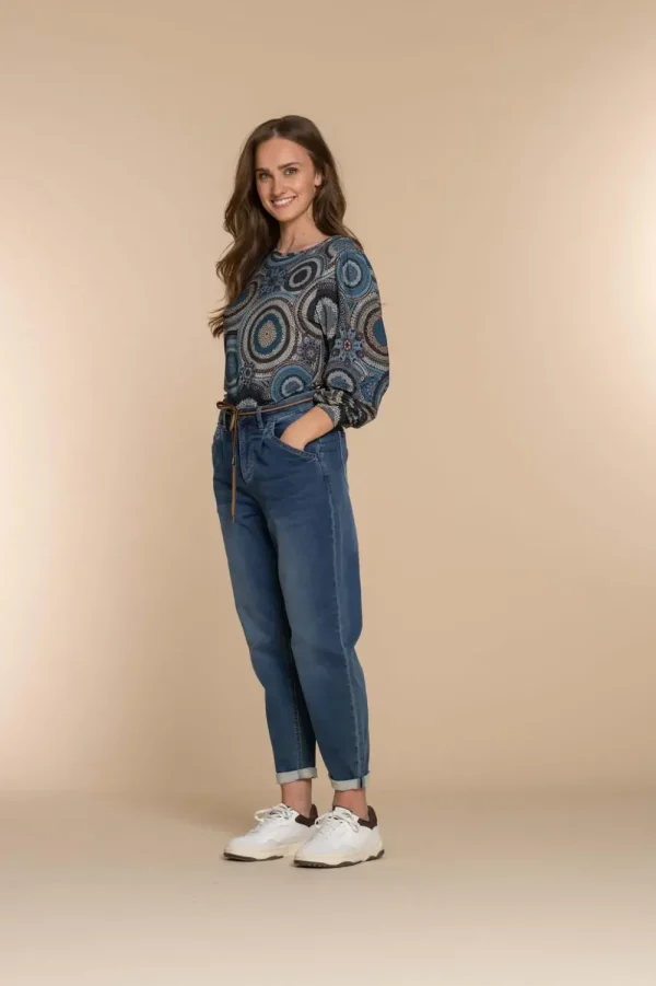 Vrouwen Geisha Fashion Geisha Dames Top Met Print 32596-60 Blue