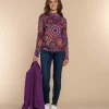 Vrouwen Geisha Fashion Geisha Dames Top Met Print 32598-60 Fuchsia