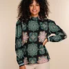 Vrouwen Geisha Fashion Geisha Dames Top Met Print 33947-20 Zwart