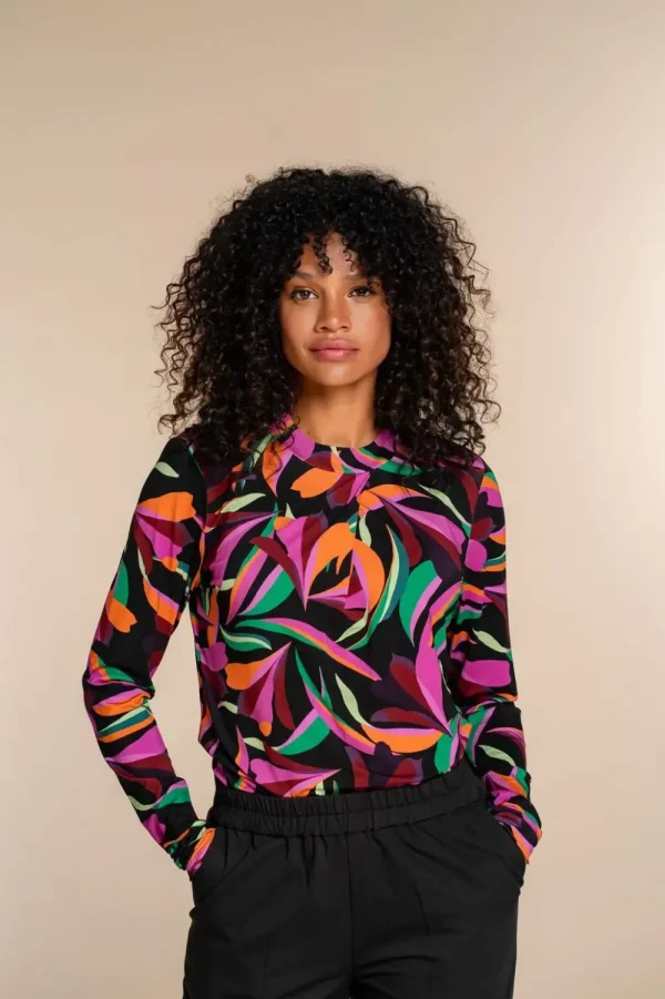 Vrouwen Geisha Fashion Geisha Dames Top Met Print 32913-20 Zwart