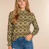 Vrouwen Geisha Fashion Geisha Dames Top Met Print 33952-20 Olive
