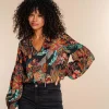 Vrouwen Geisha Fashion Geisha Dames Top Met Print 33961-20 Zwart