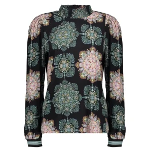 Vrouwen Geisha Fashion Geisha Dames Top Met Print 33947-20 Zwart