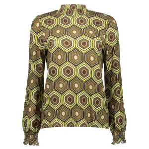 Vrouwen Geisha Fashion Geisha Dames Top Met Print 33952-20 Olive