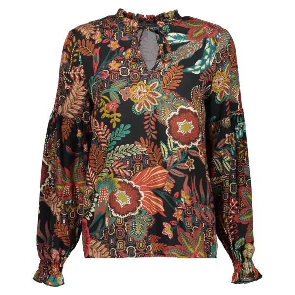 Vrouwen Geisha Fashion Geisha Dames Top Met Print 33961-20 Zwart