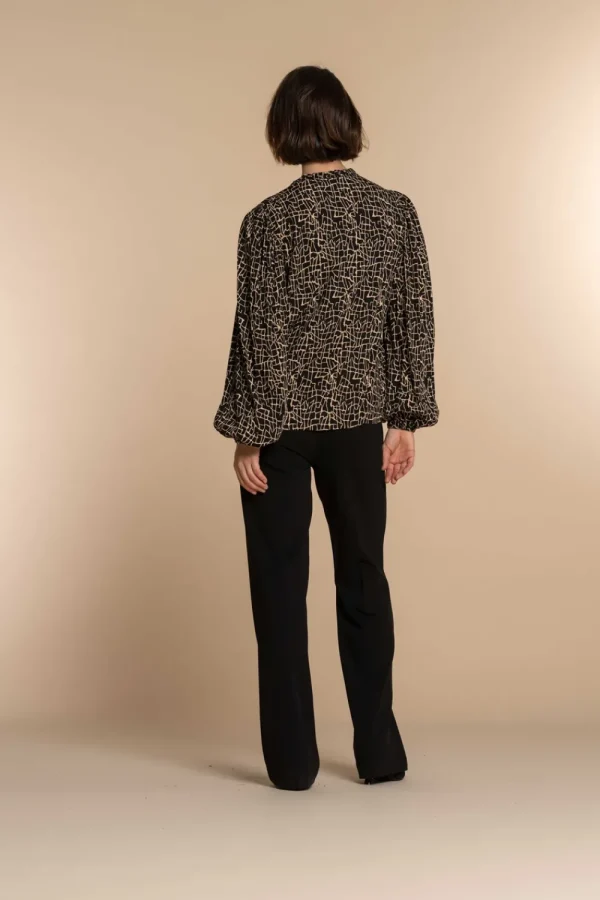Vrouwen Geisha Fashion Geisha Dames Top Met Print 33595-26 Zwart