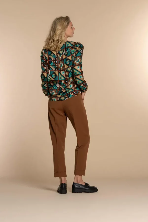 Vrouwen Geisha Fashion Geisha Dames Top Met Print 33663-20 Emerald