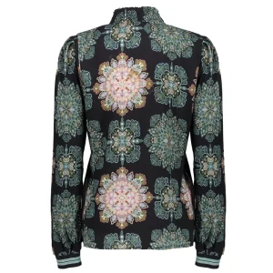 Vrouwen Geisha Fashion Geisha Dames Top Met Print 33947-20 Zwart