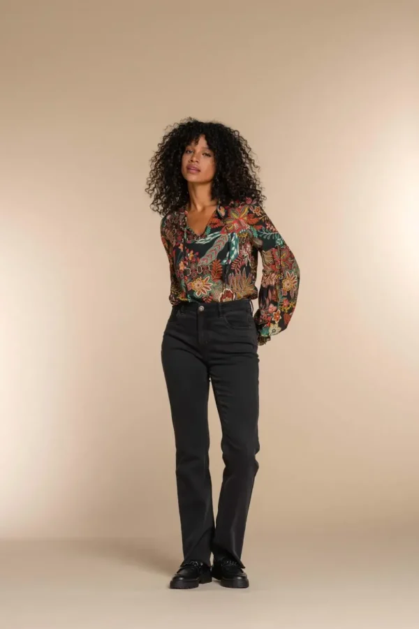Vrouwen Geisha Fashion Geisha Dames Top Met Print 33961-20 Zwart