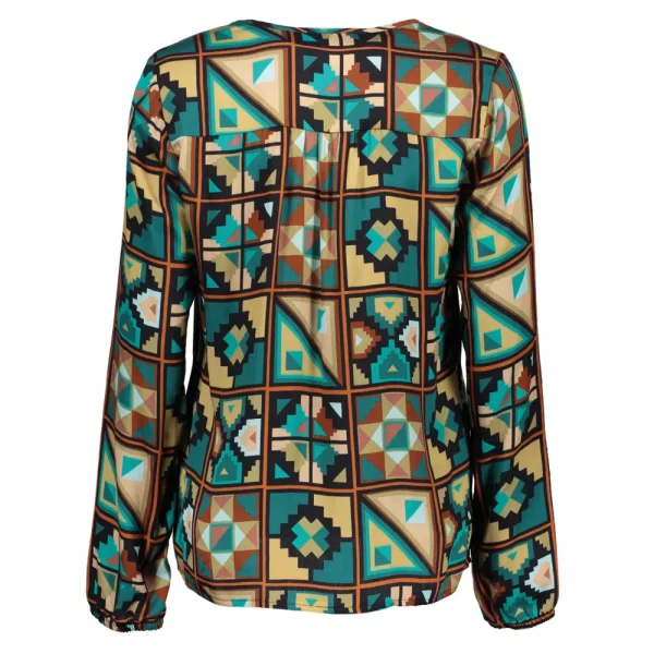 Vrouwen Geisha Fashion Geisha Dames Top Met Print 33663-20 Emerald