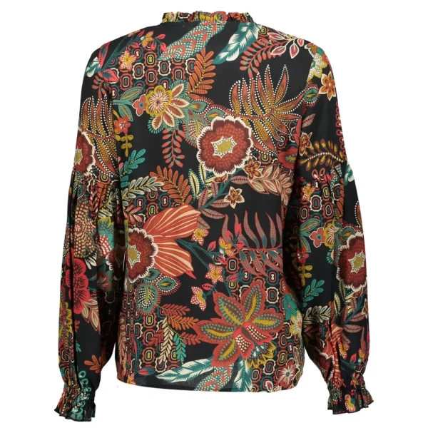 Vrouwen Geisha Fashion Geisha Dames Top Met Print 33961-20 Zwart