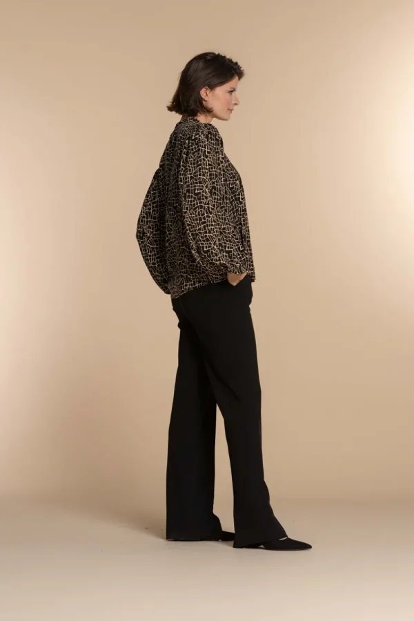 Vrouwen Geisha Fashion Geisha Dames Top Met Print 33595-26 Zwart