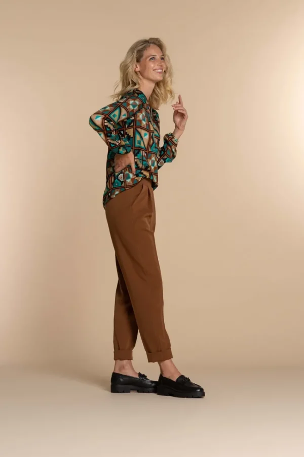 Vrouwen Geisha Fashion Geisha Dames Top Met Print 33663-20 Emerald