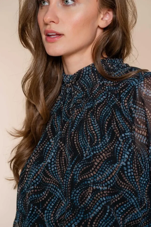 Vrouwen Geisha Fashion Geisha Dames Top Met Print 33572-60 Navy