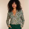 Vrouwen Geisha Fashion Geisha Dames Top Met Ruit Print 32894-60 Off-White