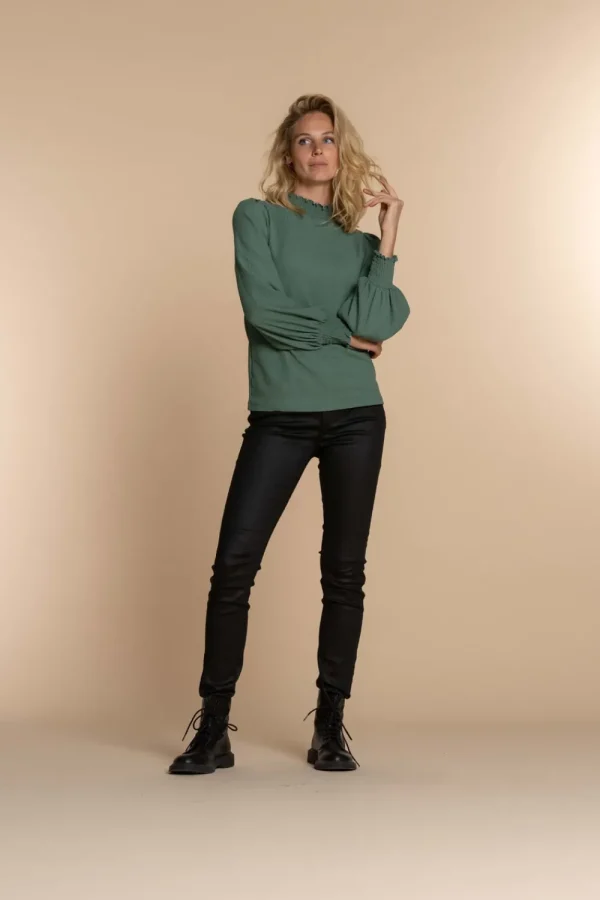 Vrouwen Geisha Fashion Geisha Dames Top Met Smock 32530-45 Linde Green