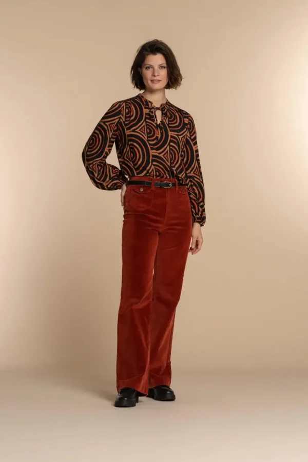 Vrouwen Geisha Fashion Geisha Dames Top Met Vintage Print 33661-20 Zwart