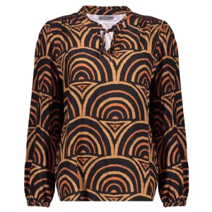 Vrouwen Geisha Fashion Geisha Dames Top Met Vintage Print 33661-20 Zwart