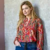 Vrouwen Geisha Fashion Geisha Dames Top Paisley Print 33697-20 Mauve
