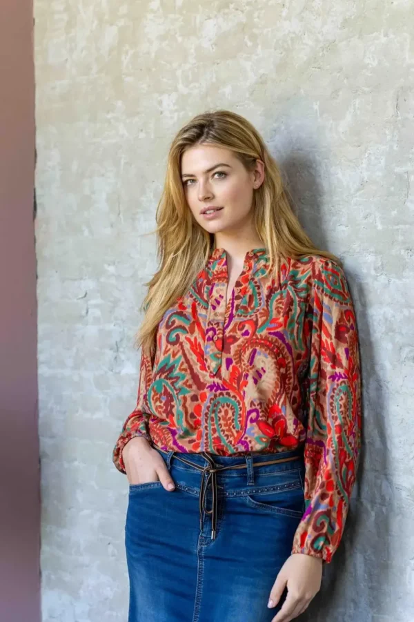 Vrouwen Geisha Fashion Geisha Dames Top Paisley Print 33697-20 Mauve