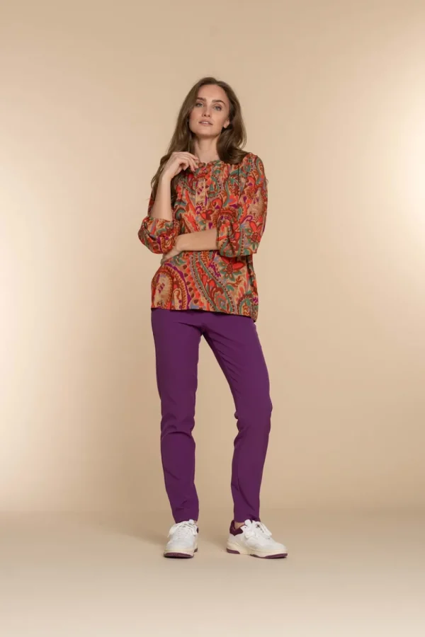 Vrouwen Geisha Fashion Geisha Dames Top Paisley Print 33697-20 Mauve
