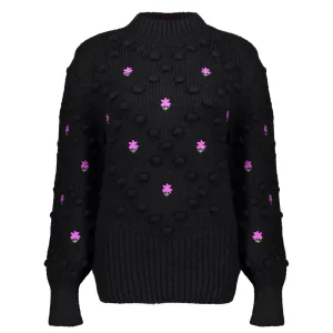 Vrouwen Geisha Fashion Geisha Dames Trui Met Geborduurde Bloemenprint 34831-23 Zwart