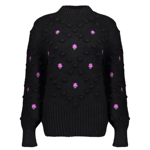 Vrouwen Geisha Fashion Geisha Dames Trui Met Geborduurde Bloemenprint 34831-23 Zwart
