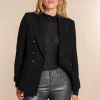 Vrouwen Geisha Fashion Geisha Dames Tweed Double Breasted Blazer 35804-10 Zwart