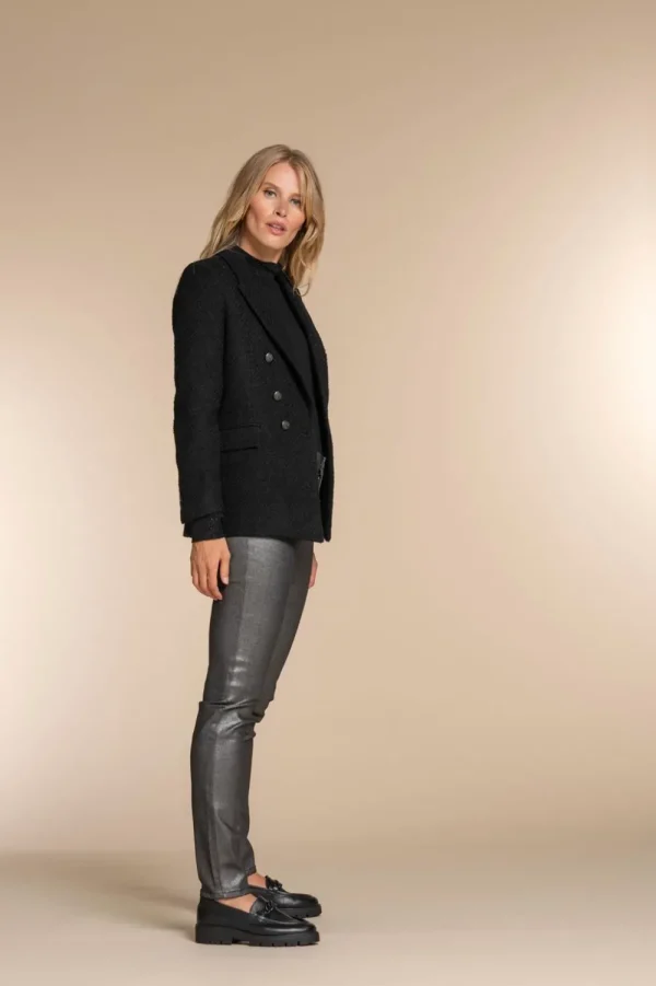 Vrouwen Geisha Fashion Geisha Dames Tweed Double Breasted Blazer 35804-10 Zwart