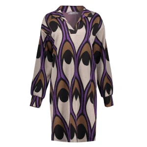 Vrouwen Geisha Fashion Geisha Dames Vintage Print Jurk 37610-20 Sand