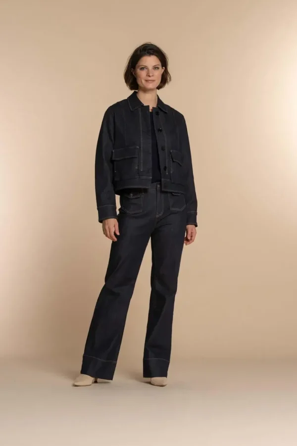 Vrouwen Geisha Fashion Geisha Dames Wide Leg Jeans 31510-10 Dark Blue Denim