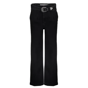 Vrouwen Geisha Fashion Geisha Dames Wide Leg Jeans Met Riem 31514-10 Black Denim