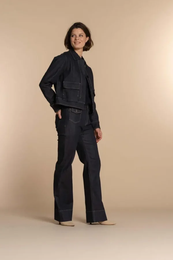 Vrouwen Geisha Fashion Geisha Dames Wide Leg Jeans 31510-10 Dark Blue Denim
