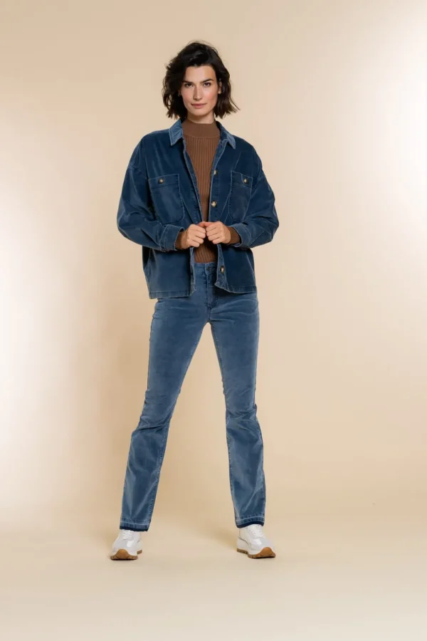 Vrouwen Geisha Fashion Geisha Flared Two-Tone Rib Jeans 21522-10 Blue