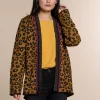 Vrouwen Geisha Fashion Geisha Gebreid Vest Leopard Print 94554-70 Mustard
