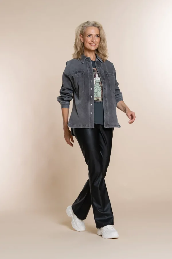 Vrouwen Geisha Fashion Geisha Jog Denim Blouse Jacket 25512-10 Grey Denim