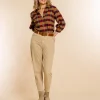 Vrouwen Geisha Fashion Geisha Klassieke Checkered Blouse 23613-20 Sand