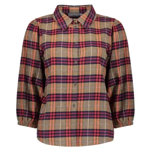 Vrouwen Geisha Fashion Geisha Klassieke Checkered Blouse 23613-20 Sand