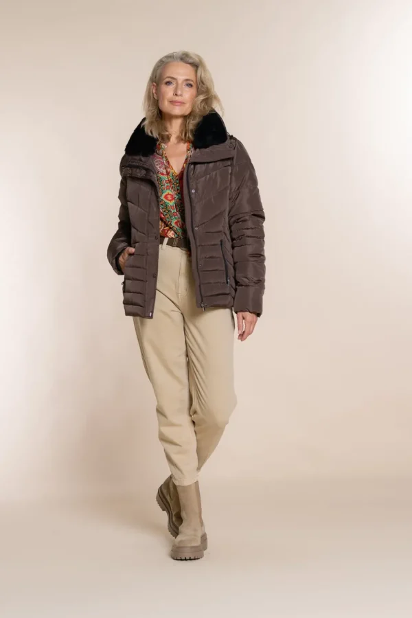 Vrouwen Geisha Fashion Geisha Korte Puffer Jas Fake-Fur 28535-25 Army