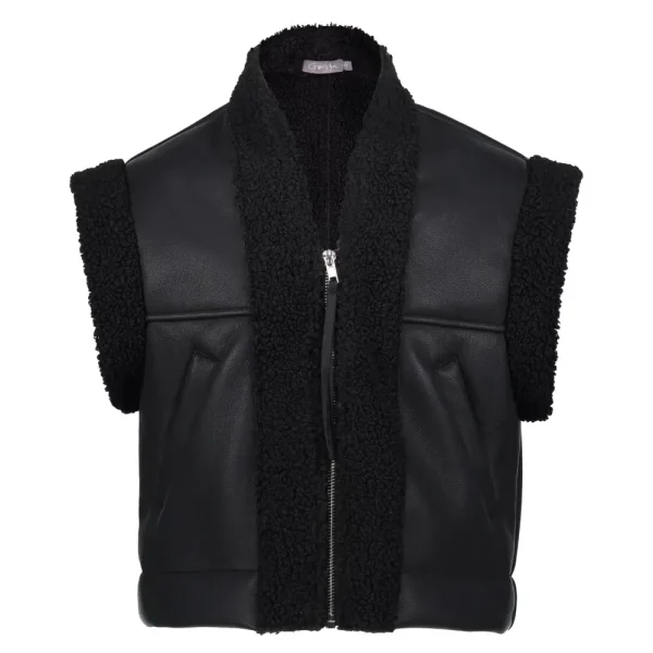 Meisjes Geisha Fashion Geisha Meisjes Pu Leren Gilet 35540K-19 Zwart