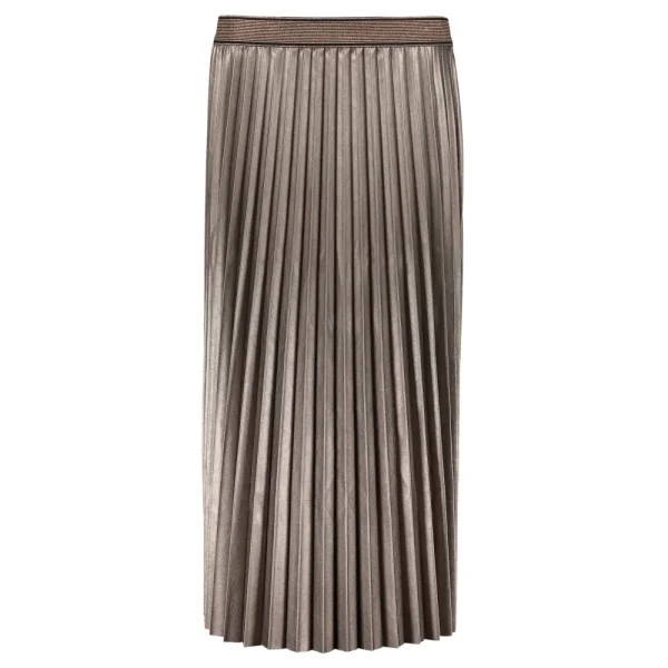 Vrouwen Geisha Fashion Geisha Midi Pu Plisse Rok Lurex 06804-10 Bronze