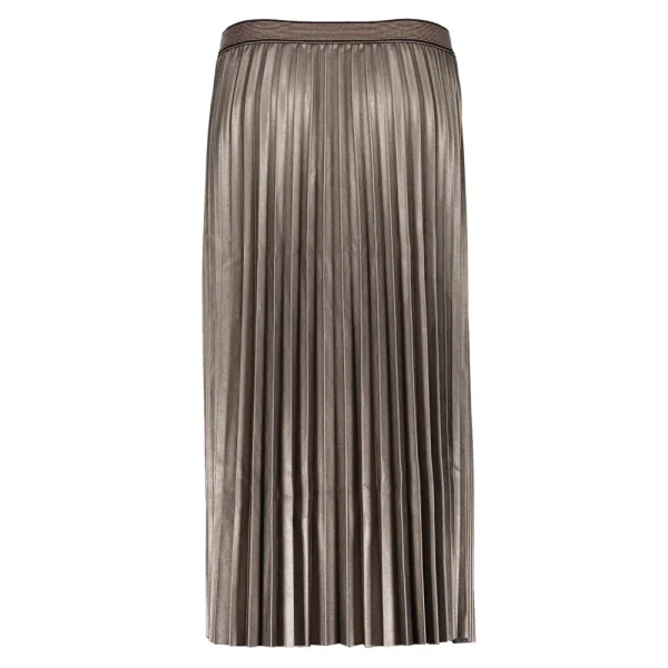 Vrouwen Geisha Fashion Geisha Midi Pu Plisse Rok Lurex 06804-10 Bronze