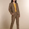 Vrouwen Geisha Fashion Geisha Pantalon Check En Lurex Bies 91532-10 Camel