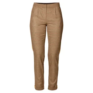 Vrouwen Geisha Fashion Geisha Pantalon Check En Lurex Bies 91532-10 Camel