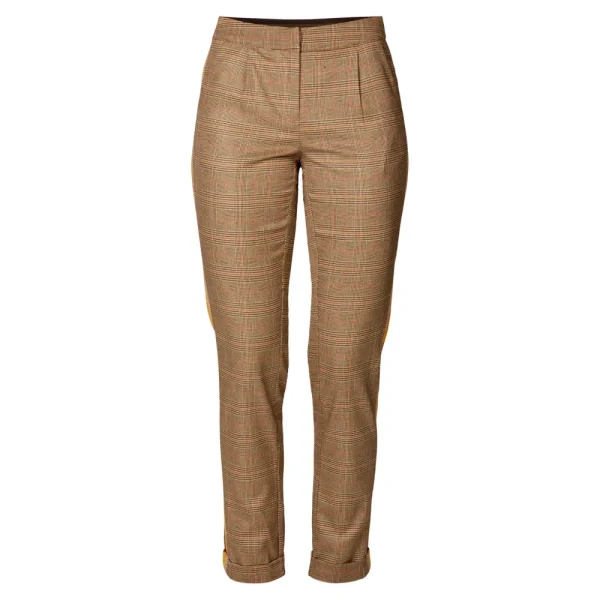 Vrouwen Geisha Fashion Geisha Pantalon Check En Lurex Bies 91532-10 Camel