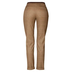 Vrouwen Geisha Fashion Geisha Pantalon Check En Lurex Bies 91532-10 Camel